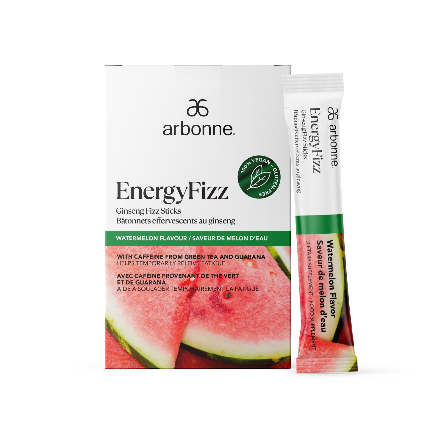 EnergyFizz Sticks box by Arbonne Watermelon Flavour MindBodySkin.ca