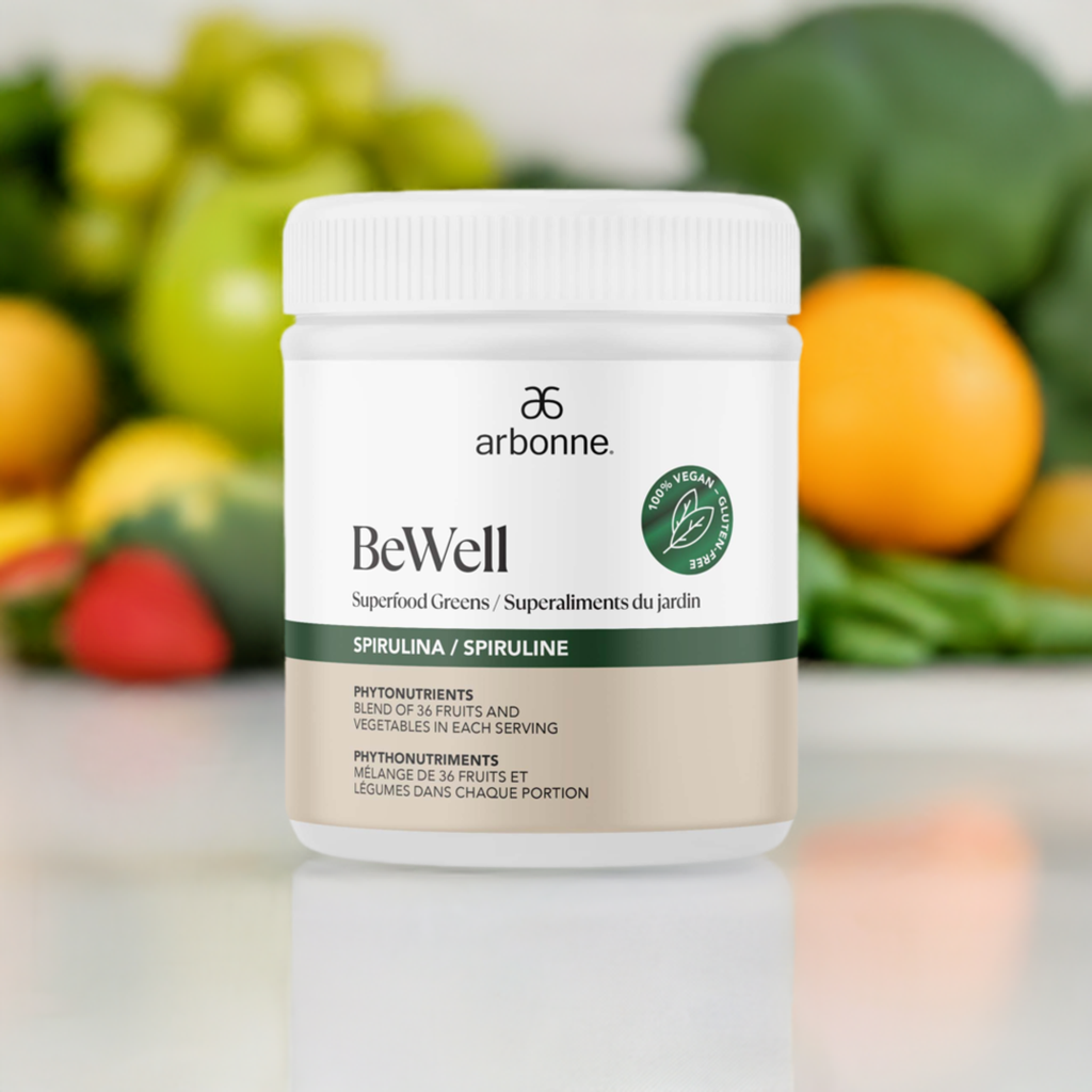 Arbonne BeWell Greens is enriched with naturally derived ingredients such as Blue-Green Algae, Spirulina, Chlorella, Wheatgrass, and Barley Grass, offering a spectrum of flavors from these greens in just one convenient scoop.