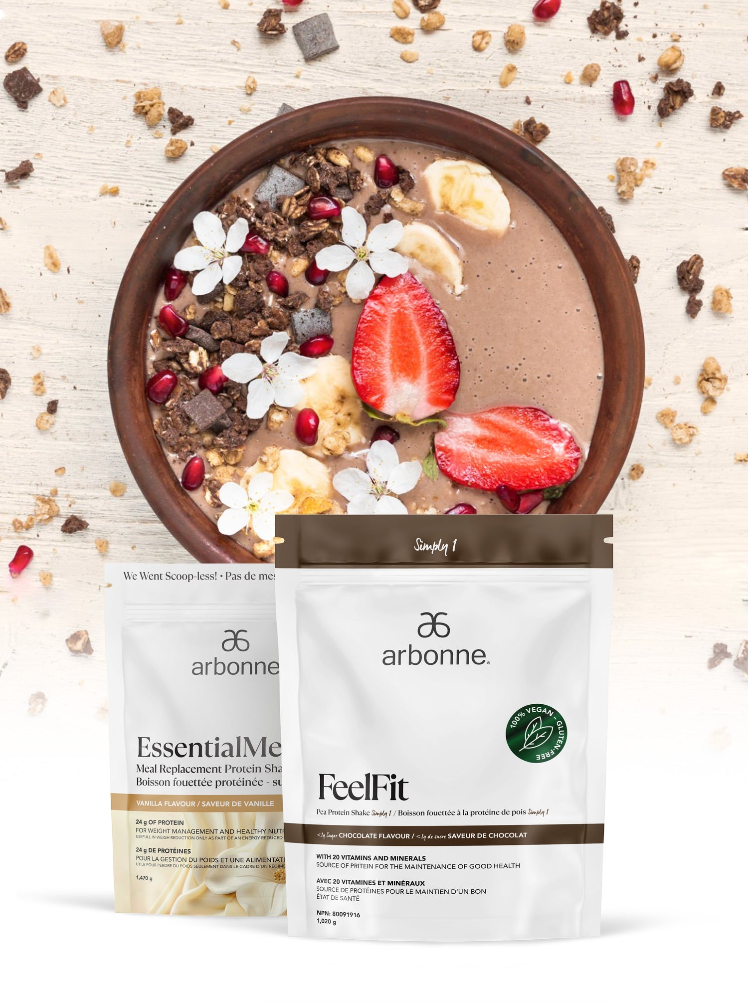 FeelFit Protein and EssentialMeal Protein from Arbonne