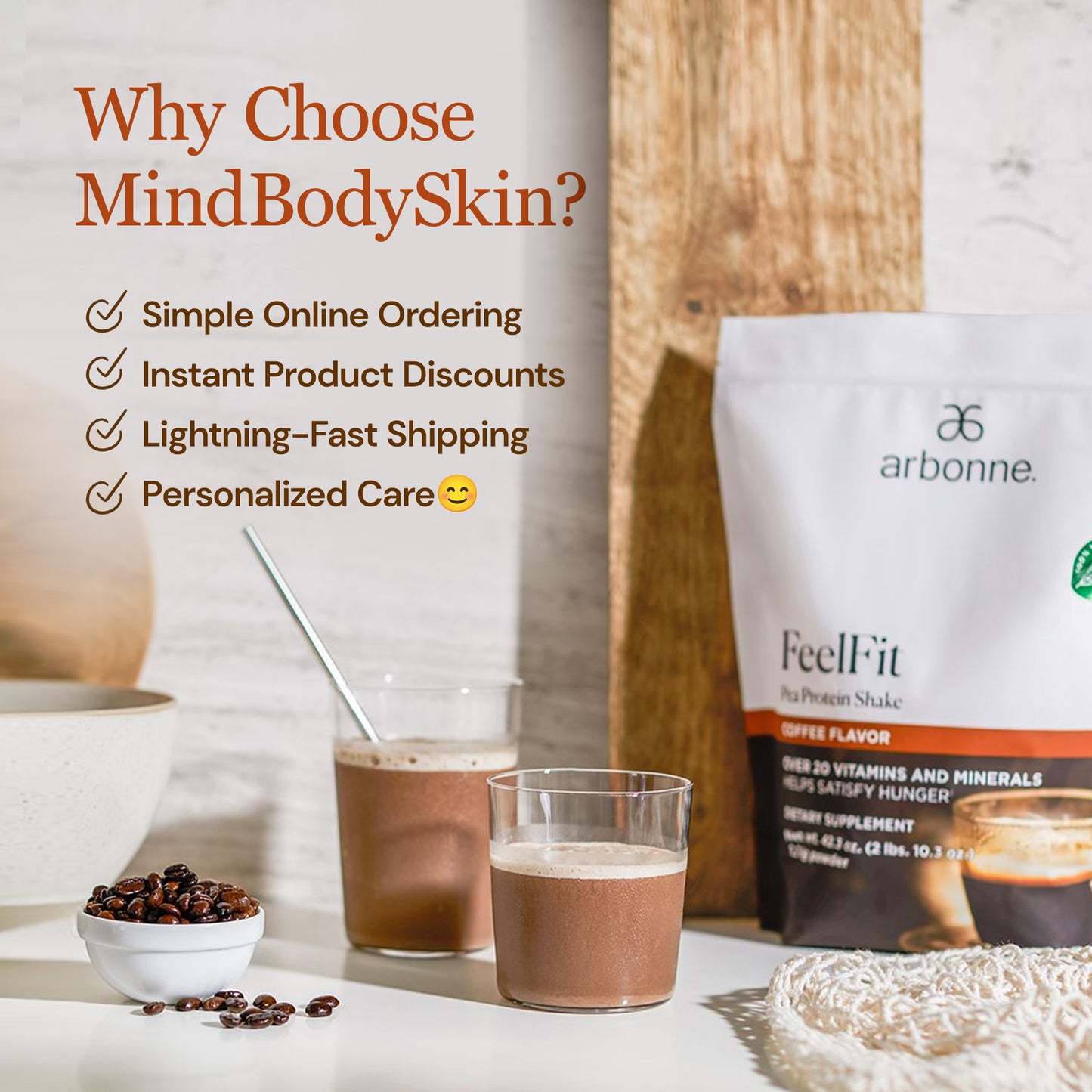 Why Choose MindBodySkin to Purchase Arbonne Feel Fit Simply 1 Protein